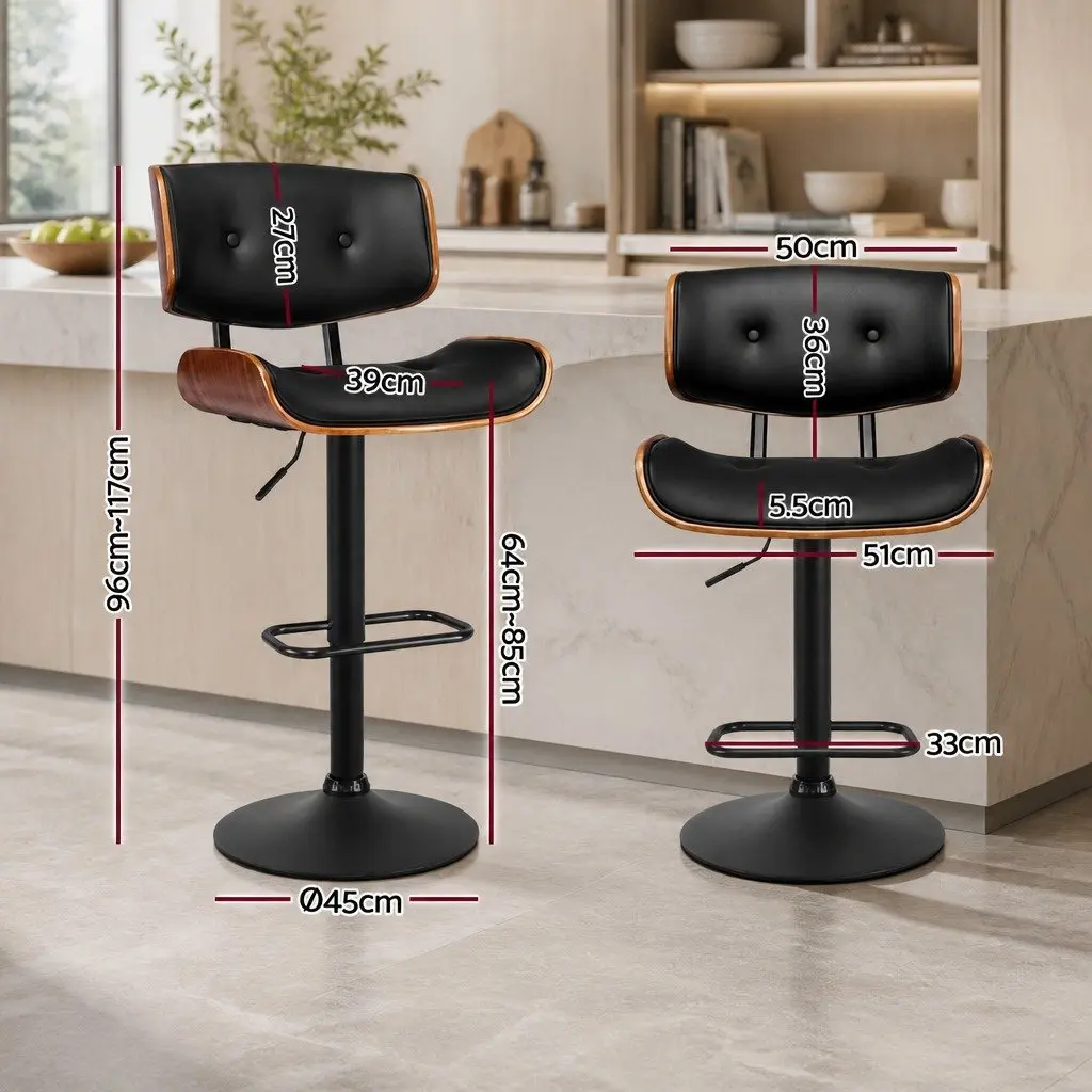 Bar Stools Gas Lift 360 Degree Swivel Height Adjustable Padded Seat with Steel