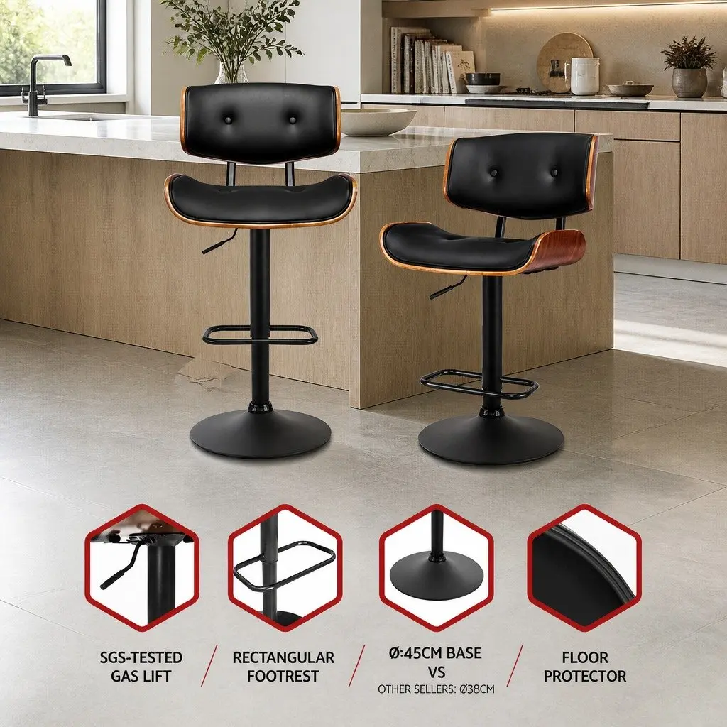 Bar Stools Gas Lift 360 Degree Swivel Height Adjustable Padded Seat with Steel