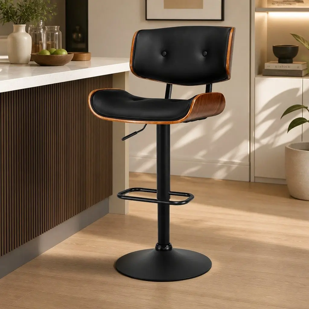 Bar Stools Gas Lift 360 Degree Swivel Height Adjustable Padded Seat with Steel