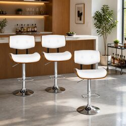 Set of 4 White Gas Lift Swivel Bar Stools