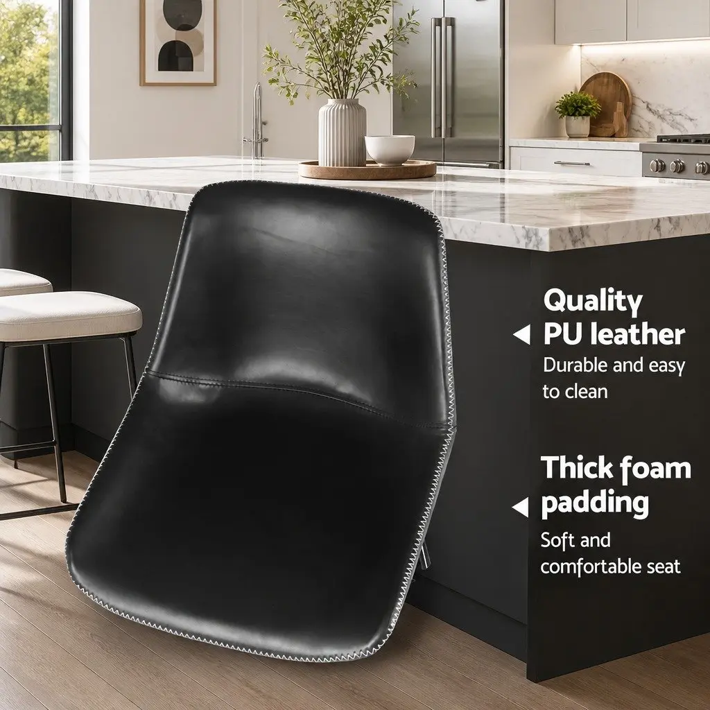 Bar Stools Padded Leather Seat Black Metal Frame Kitchen Counter Height Set of 4