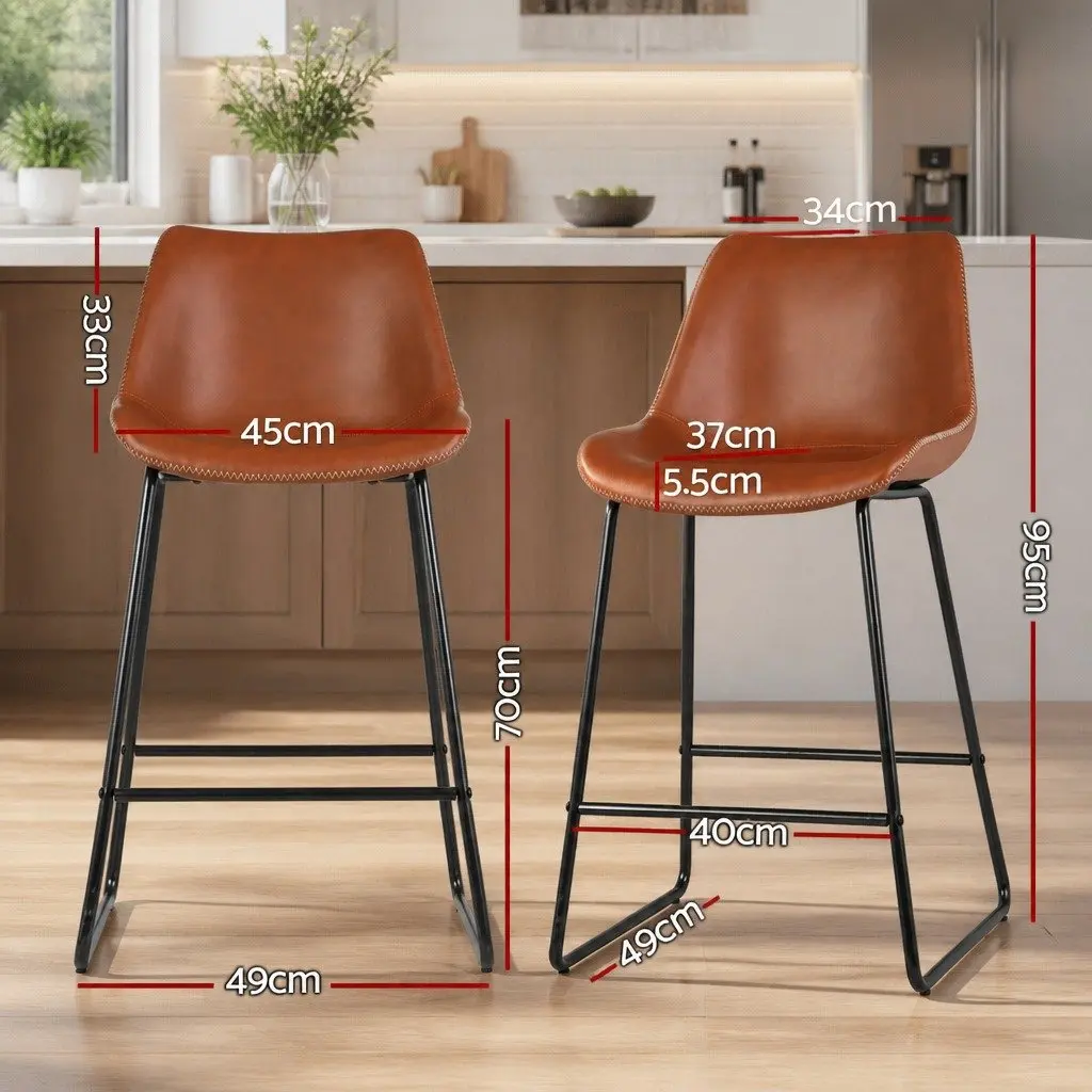 Brown Bar Stools Set of 4 with Padded Seats