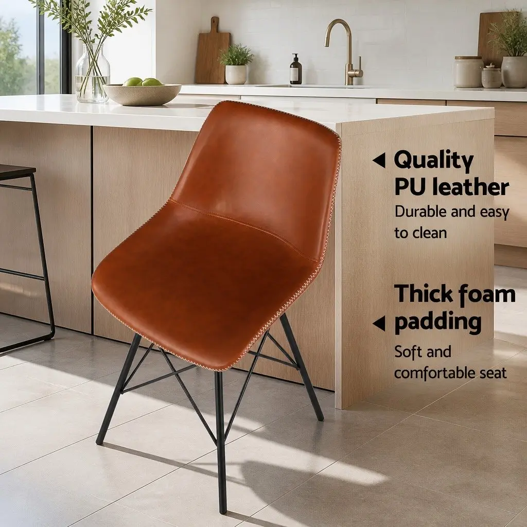Brown Bar Stools Set of 4 with Padded Seats