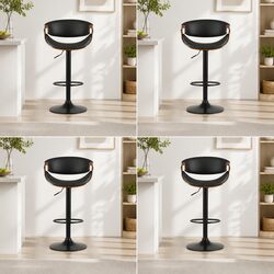 4-Piece Adjustable Bar Stools Set with Armrests