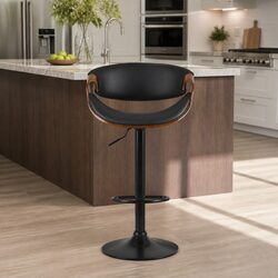 Curved Backrest Bar Stools with Adjustable Height
