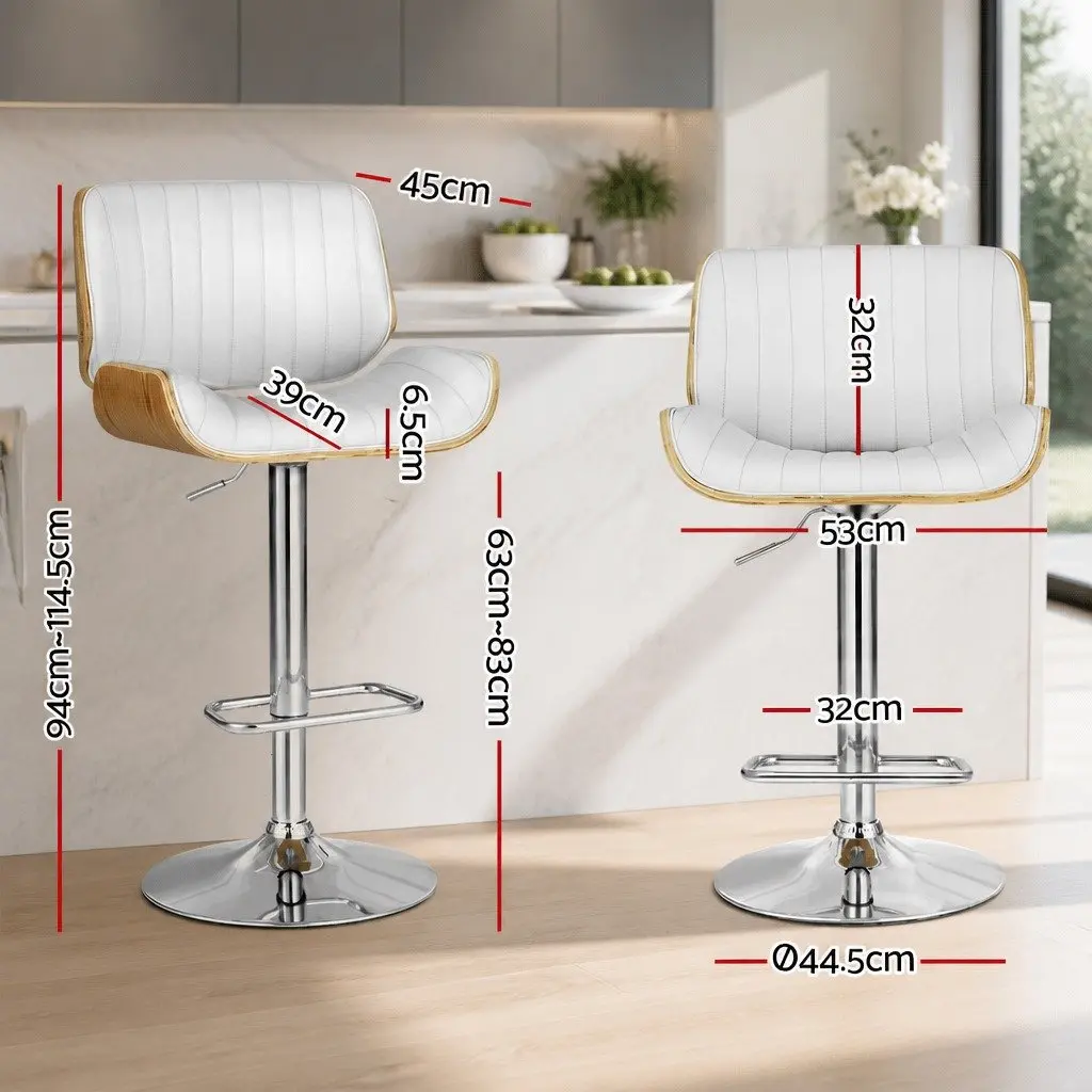 Swivel Bar Stool with Wooden Seat and Adjustable Height