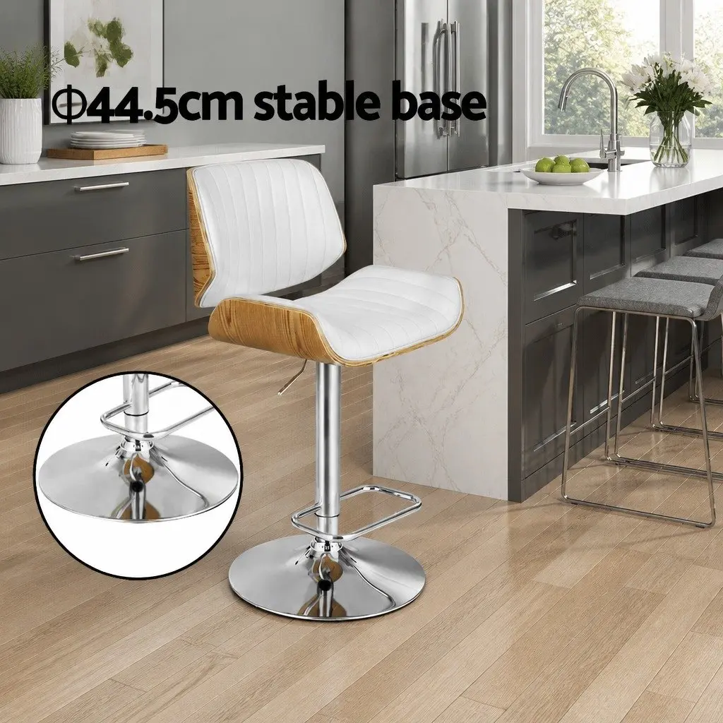 Swivel Bar Stool with Wooden Seat and Adjustable Height
