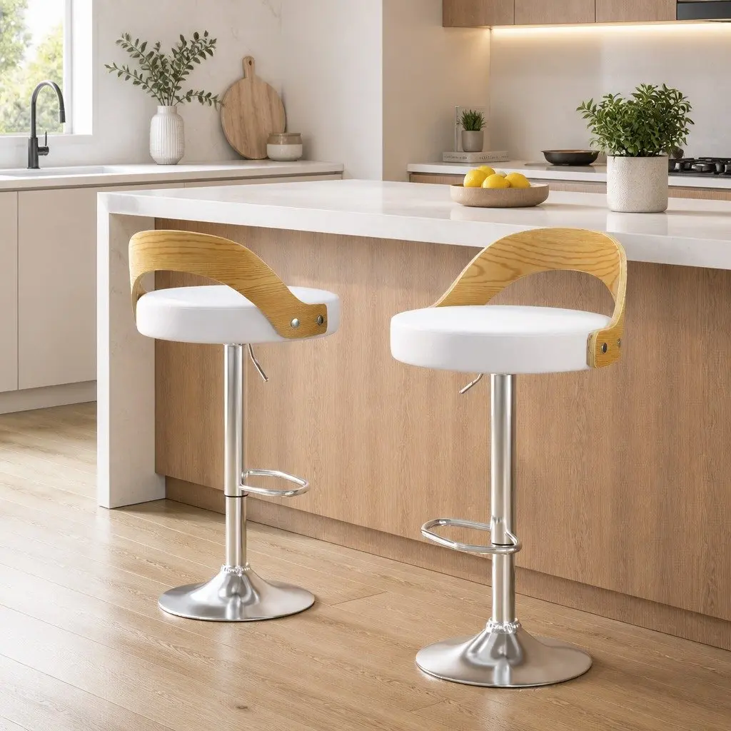 Adjustable Height Bar Stools with Padded Seat Set of 2