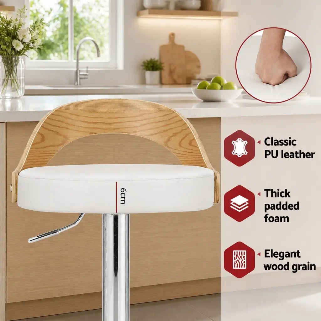 Adjustable Height Bar Stools with Padded Seat Set of 2