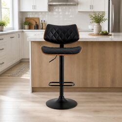 Wooden Seat Bar Stools with Gas Lift and Swivel