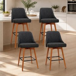 Charcoal Swivel Bar Stools Set of 4 with Backrest