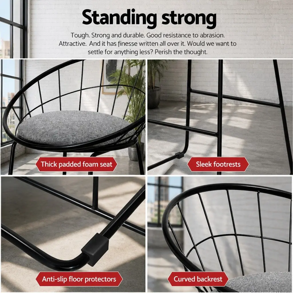 Bar Stools Padded Seat Curved Backrest Black Kitchen Counter Height Set of 4 Steel Frame