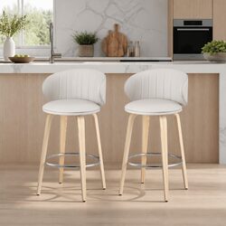 Set of 2 Contemporary Bar Stools with Padded Seats