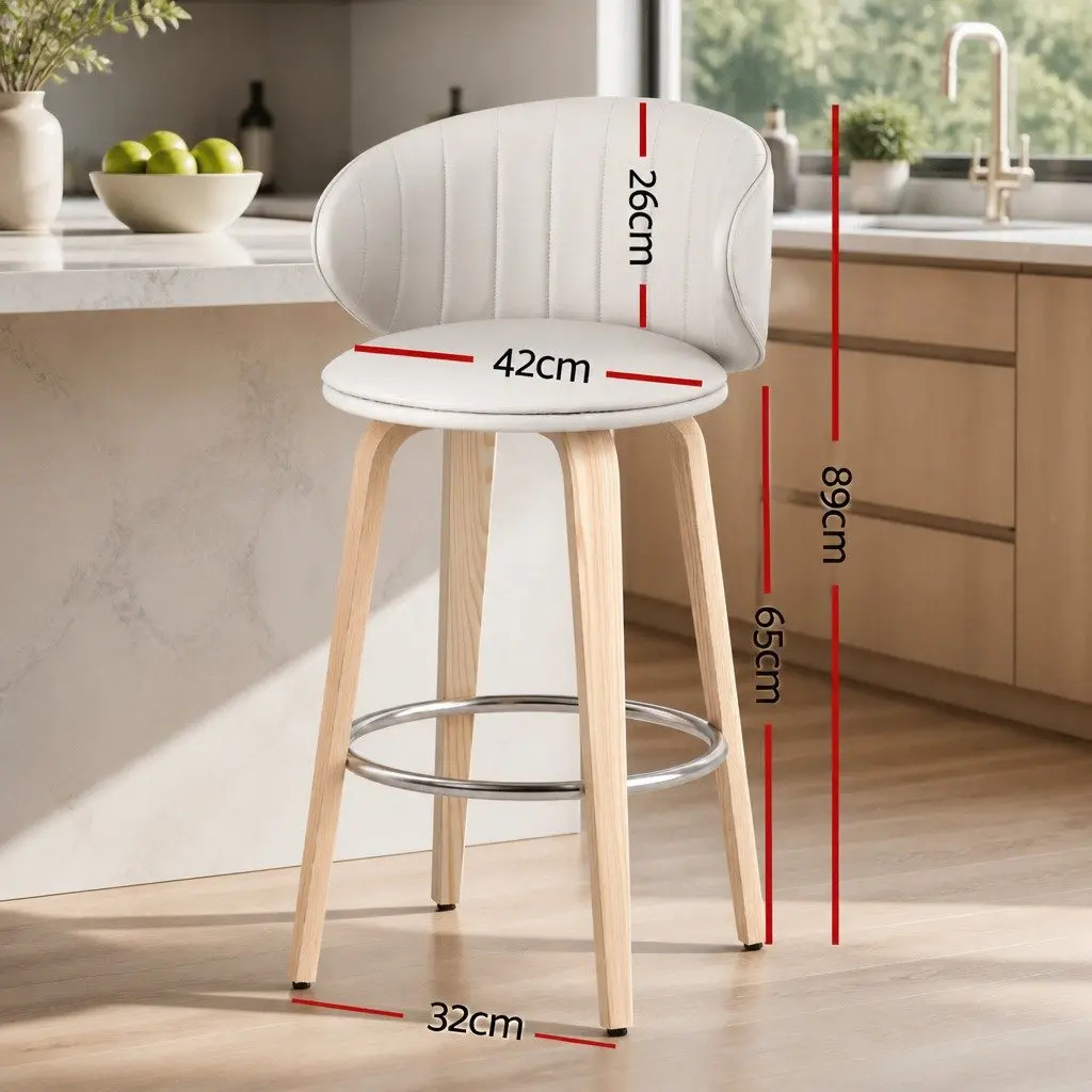 Set of 2 Contemporary Bar Stools with Padded Seats