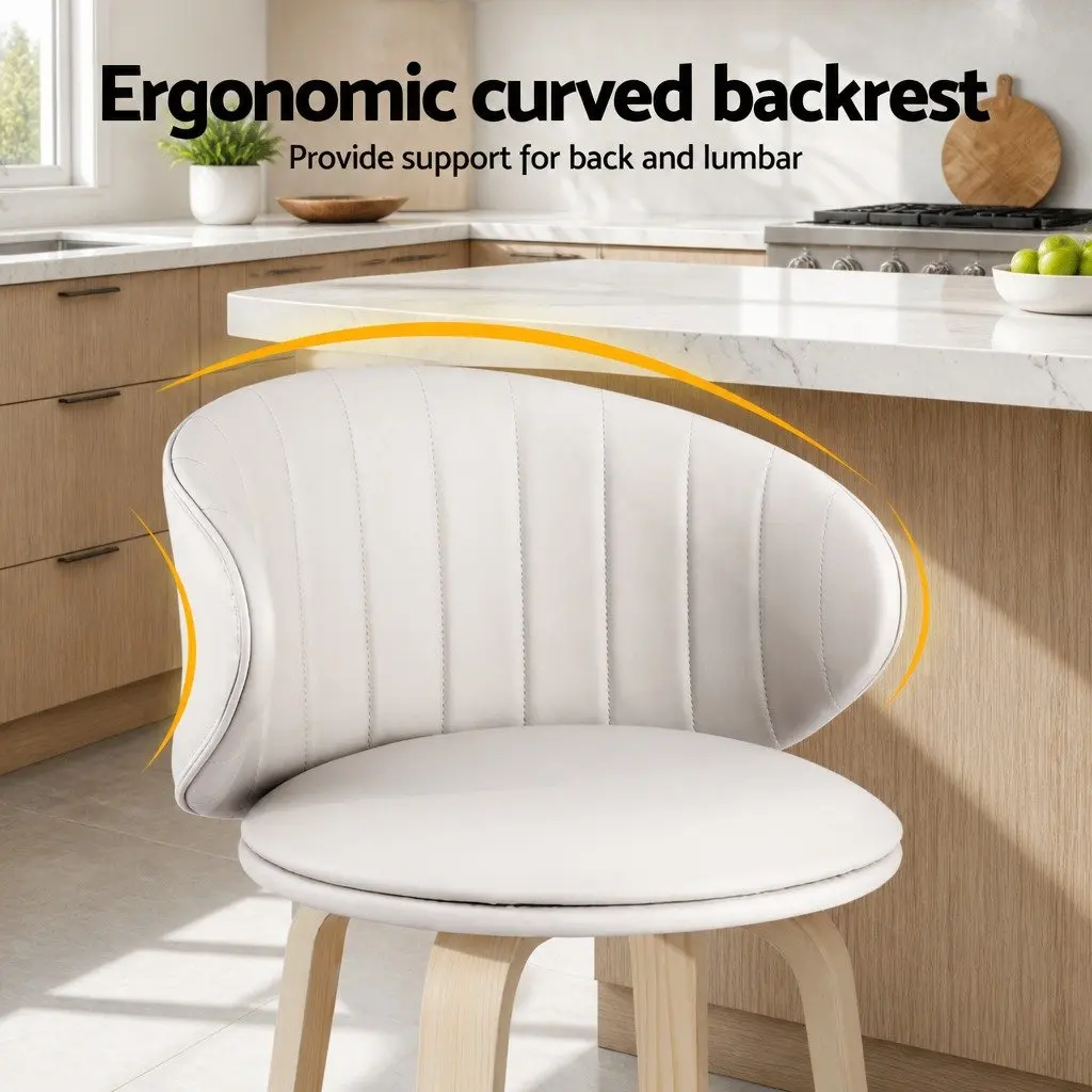 Set of 2 Contemporary Bar Stools with Padded Seats