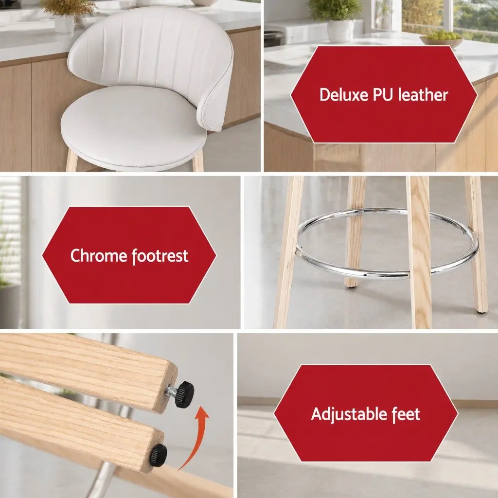 Set of 2 Contemporary Bar Stools with Padded Seats