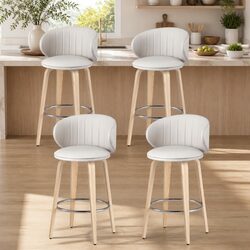 Set of 4 Comfortable Bar Stools with Padded Seats