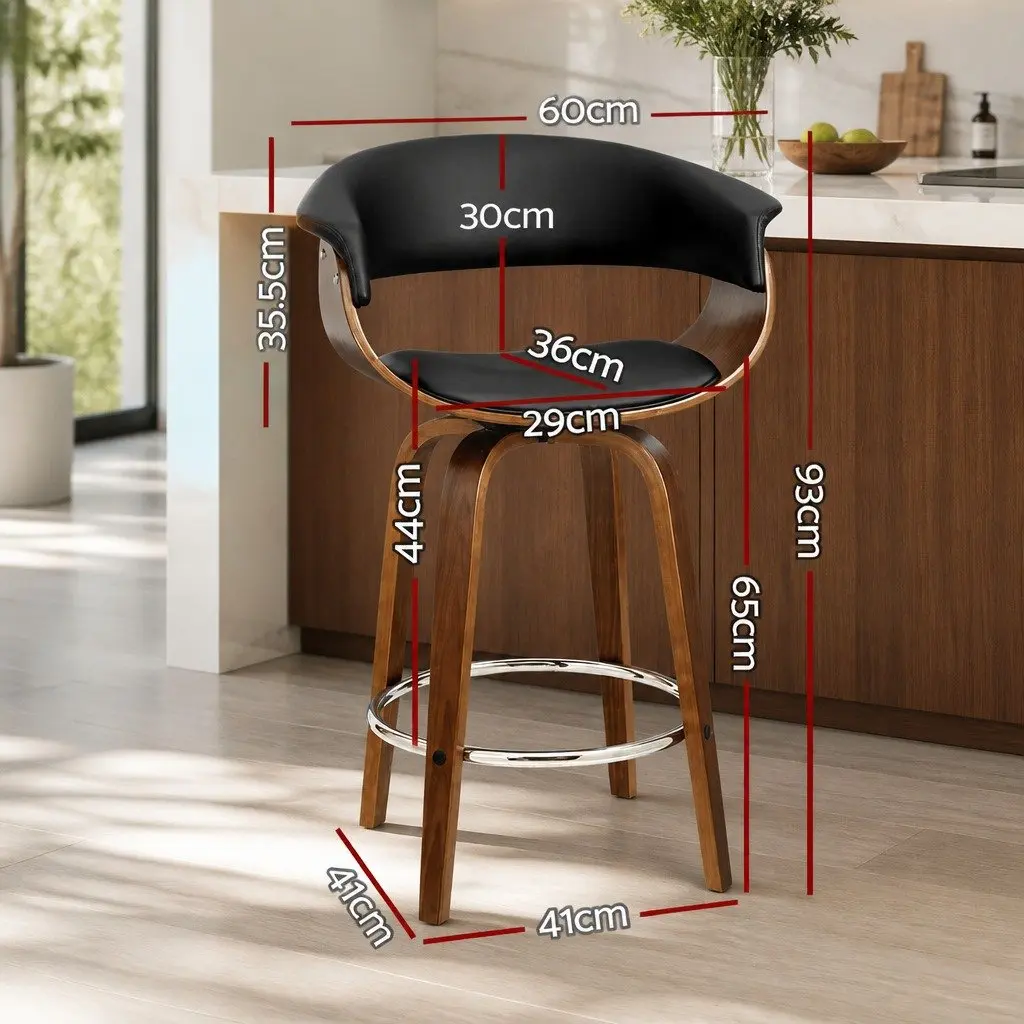 Wooden Frame Bar Stools with Swivel Seats and Armrests