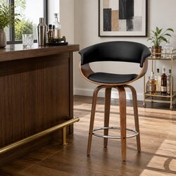 Stylish Black Bar Stool with Swivel PU Seat