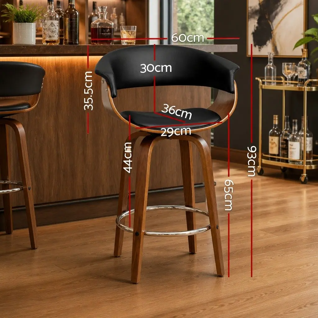 Black Bar Stool with Swivel PU Seat