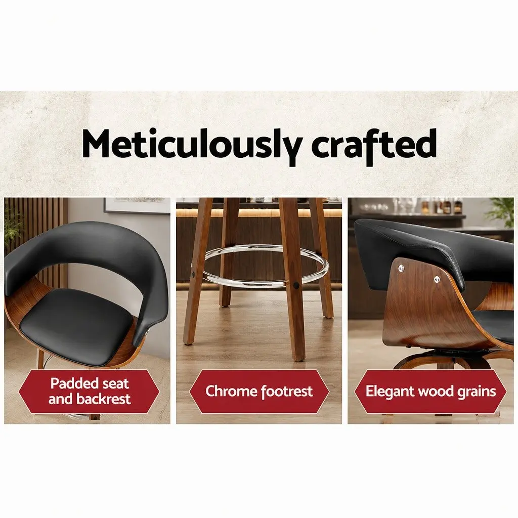 Black Bar Stool with Swivel PU Seat