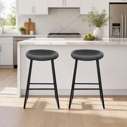 Set of 2 Black Bar Stools for Kitchen and Dining