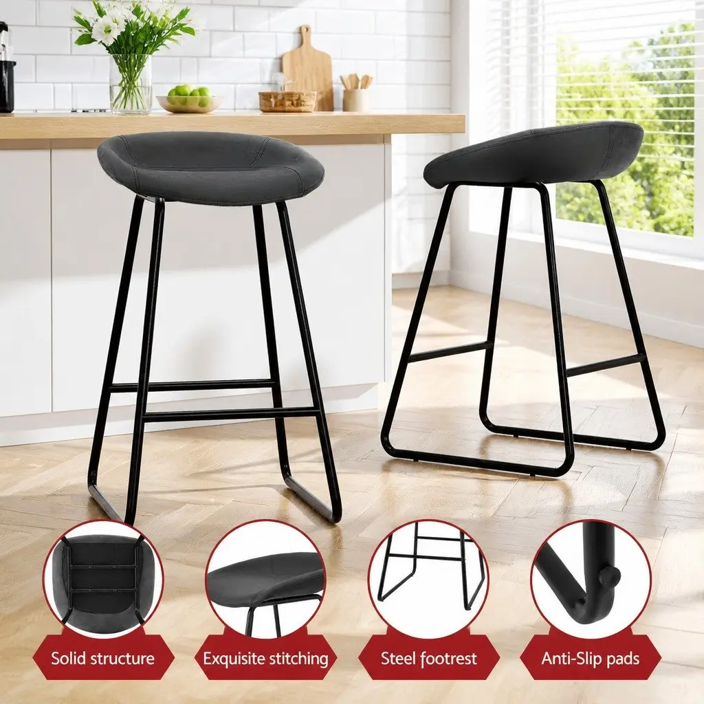 Bar Stools Set of 4 Kitchen Dining Counter Chairs PU Leather Metal Frame