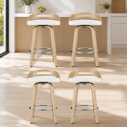 Set of 4 Comfortable Swivel Bar Stools with Low Back