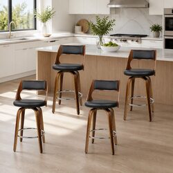 Set of 4 Black Bar Stools with Swivel Design