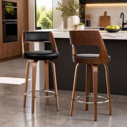 Comfortable Swivel Bar Stools with Padded Backrest