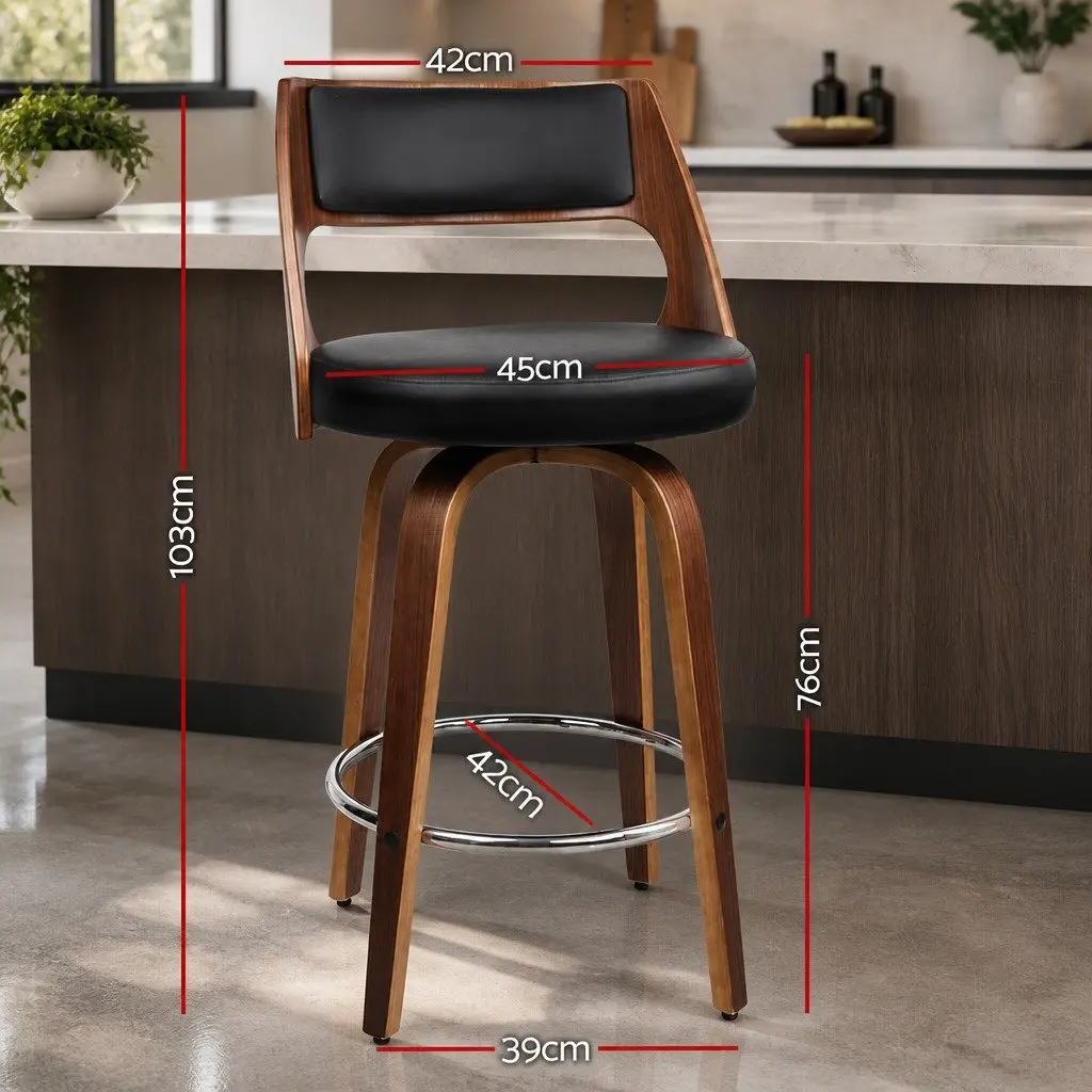 Swivel Bar Stools with Padded Backrest