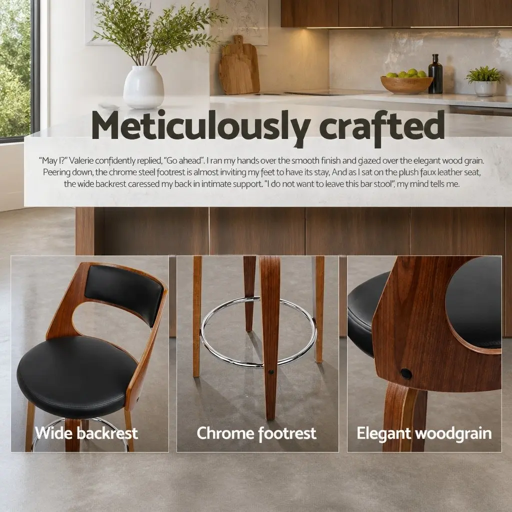 Swivel Bar Stools with Padded Backrest