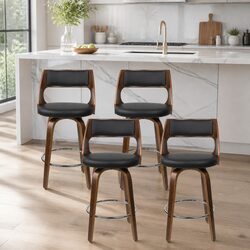 Comfortable Swivel Bar Stools Set of 4 in Black
