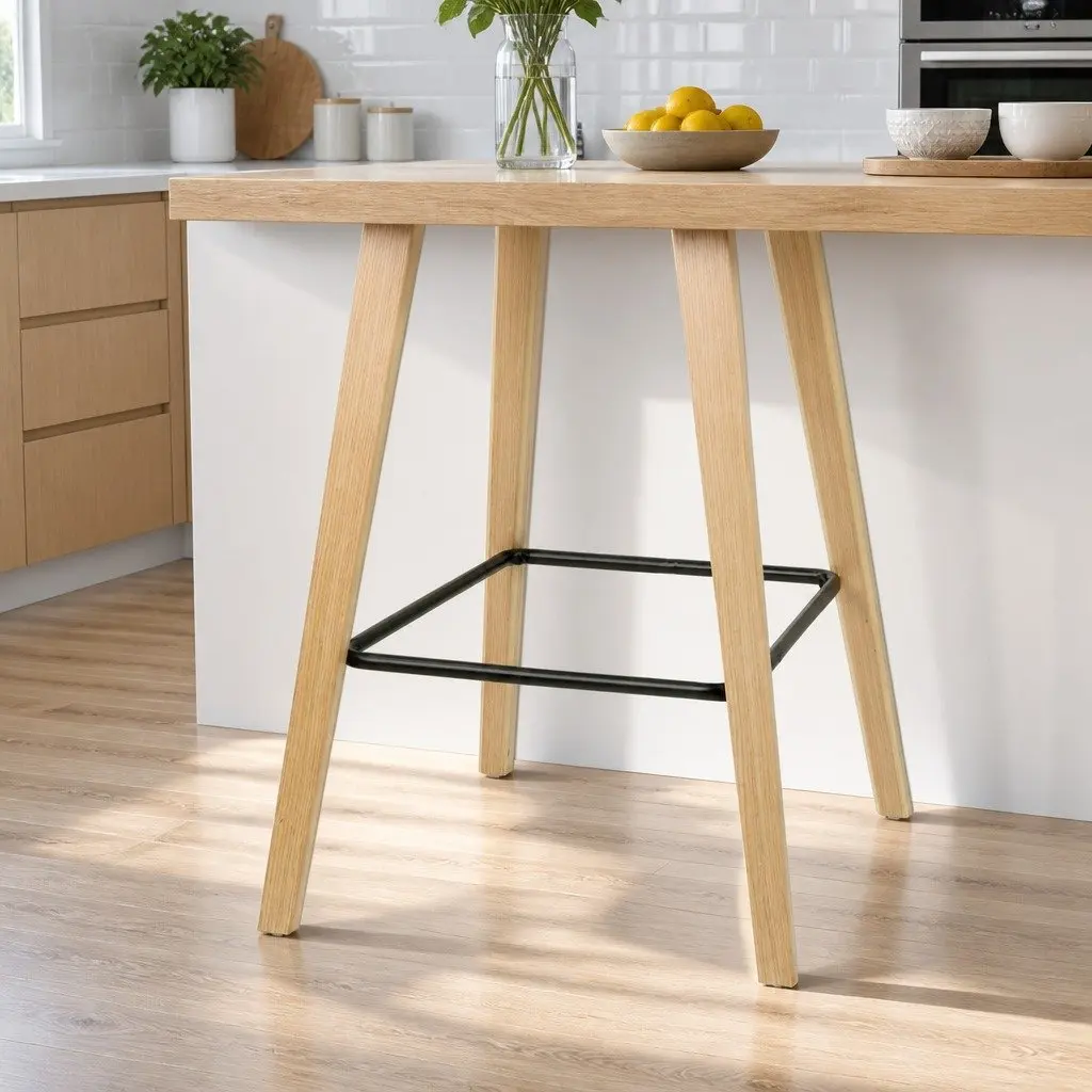 Set of 4 Black Wooden Bar Stools for Kitchen Dining