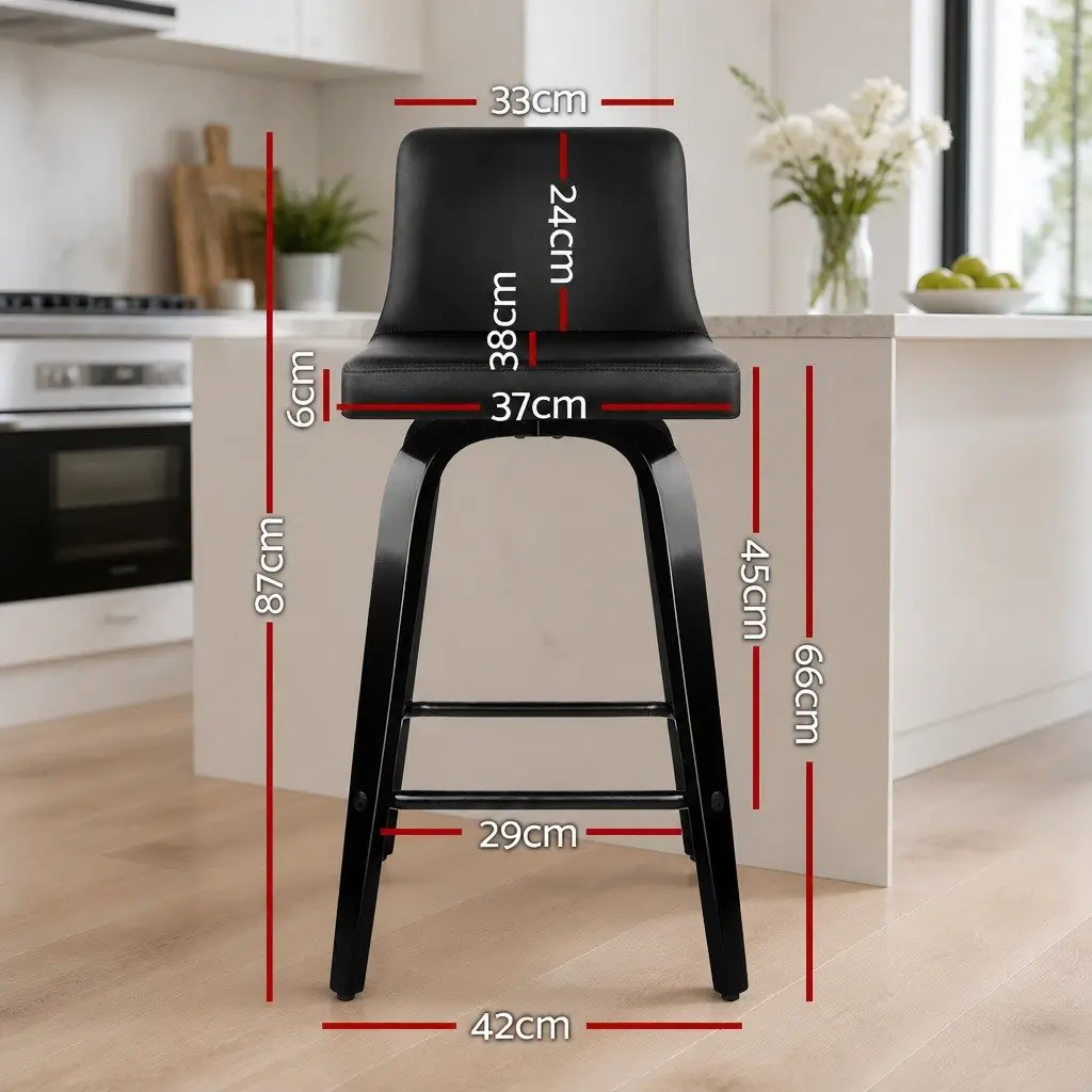 Bar Stools Set of 4 Swivel Kitchen Dining Chairs with Backrest Black