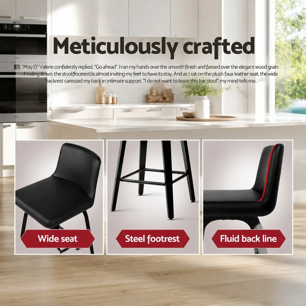 Bar Stools Set of 4 Swivel Kitchen Dining Chairs with Backrest Black