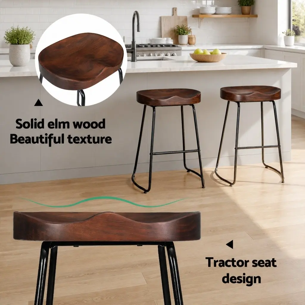 Industrial Retro Bar Stools with Tractor Seat 65cm