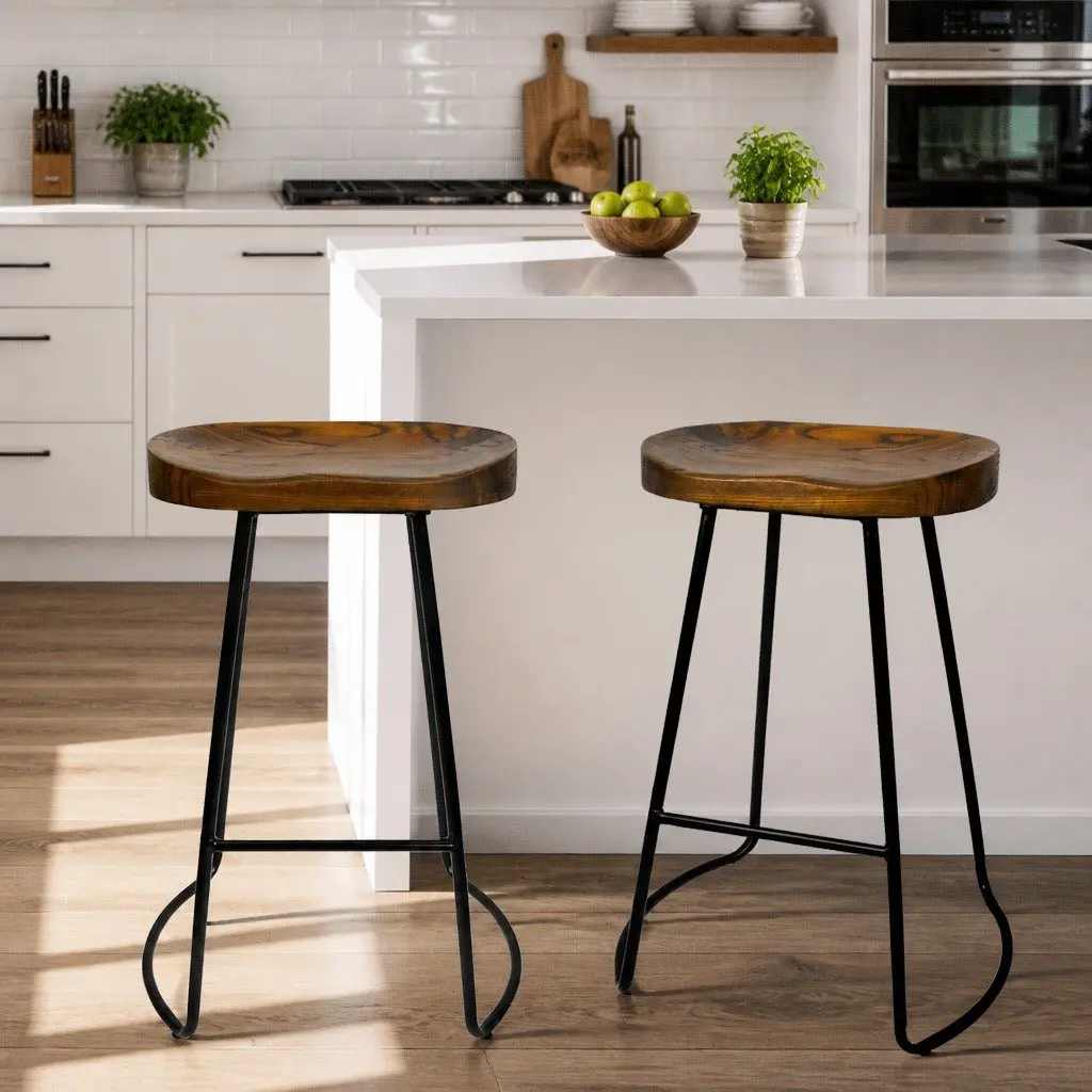 Industrial Retro Bar Stools with Tractor Seat 65cm