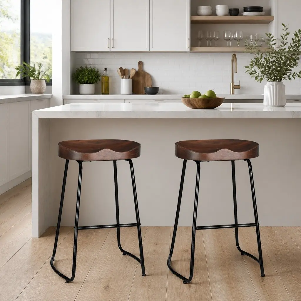 Industrial Retro Bar Stools with Tractor Seat 65cm