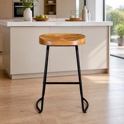 Curved Seat Bar Stools Set of 2 in Retro Design