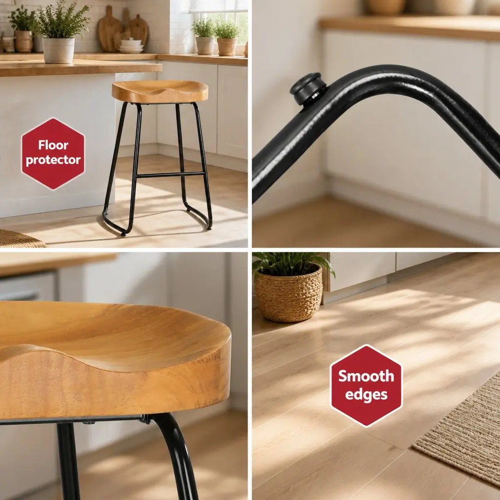 Bar Stools Retro Industrial 65cm Wooden Tractor Seat Set of 4