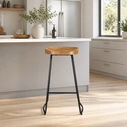 Wooden Bar Stools Set of 4 with Tractor Seat Design