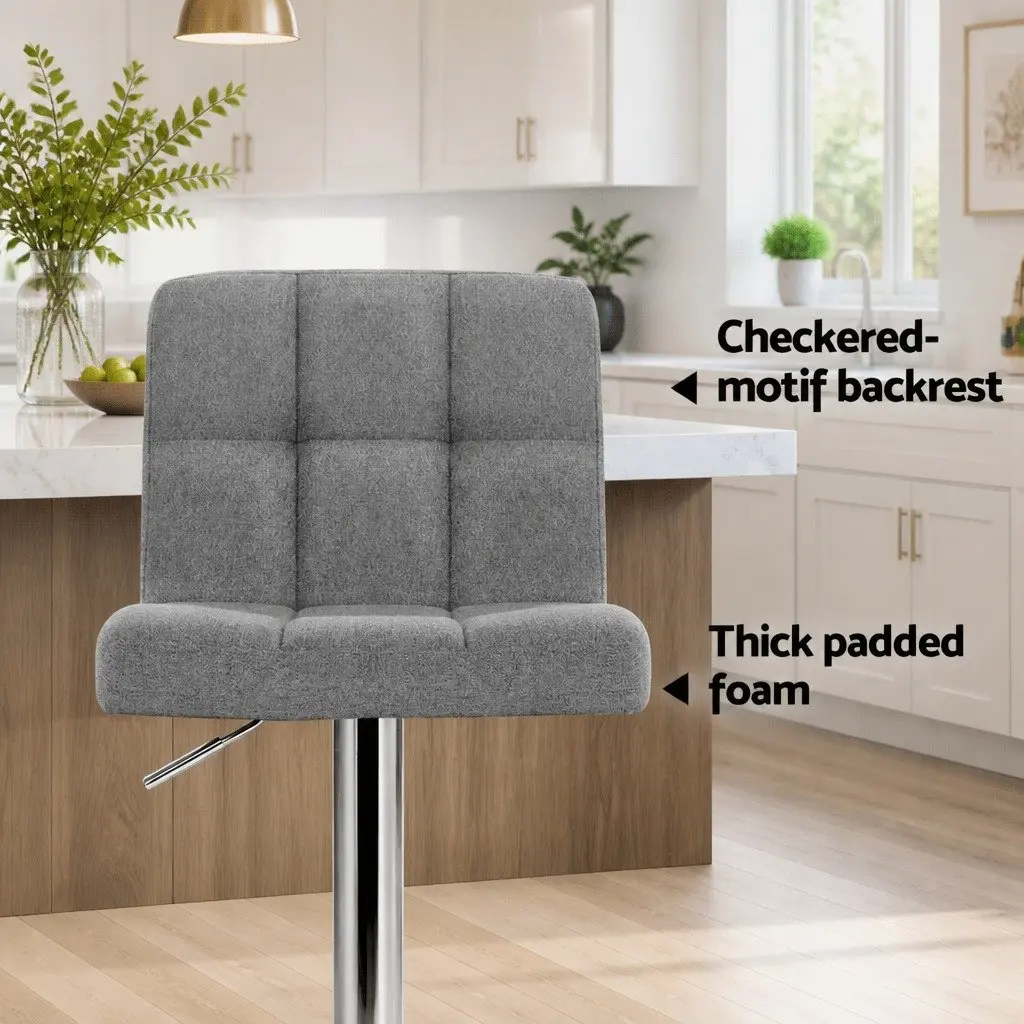 Set of 4 Grey Fabric Bar Stools with Gas Lift