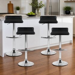 Set of 4 Black Adjustable Bar Stools with Gas Lift