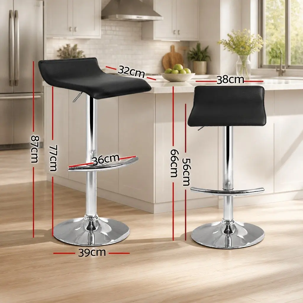Set of 4 Black Adjustable Bar Stools with Gas Lift