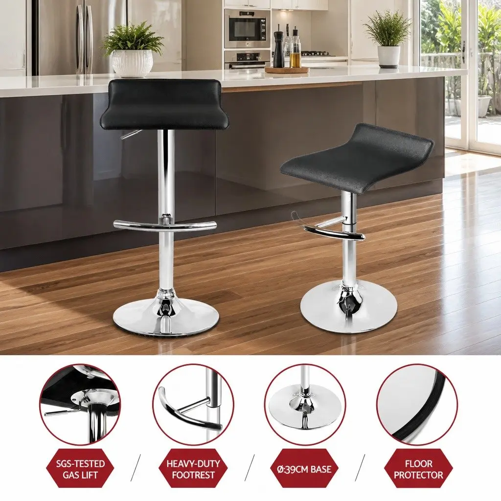 Set of 4 Black Adjustable Bar Stools with Gas Lift