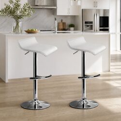 White Adjustable Gas Lift Bar Stools 2 Pack