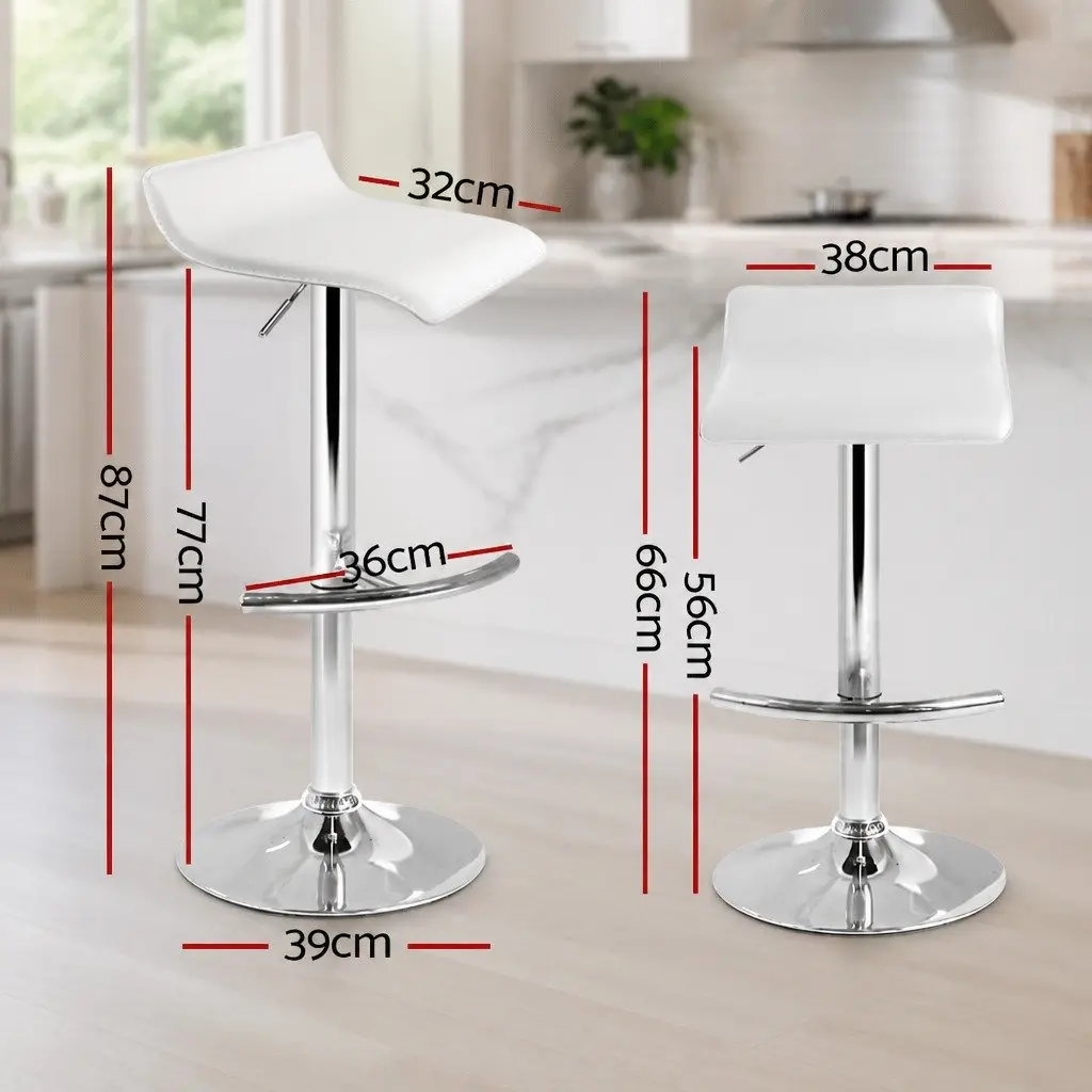 Bar Stools Set of 4 Adjustable Gas Lift Swivel Chairs White
