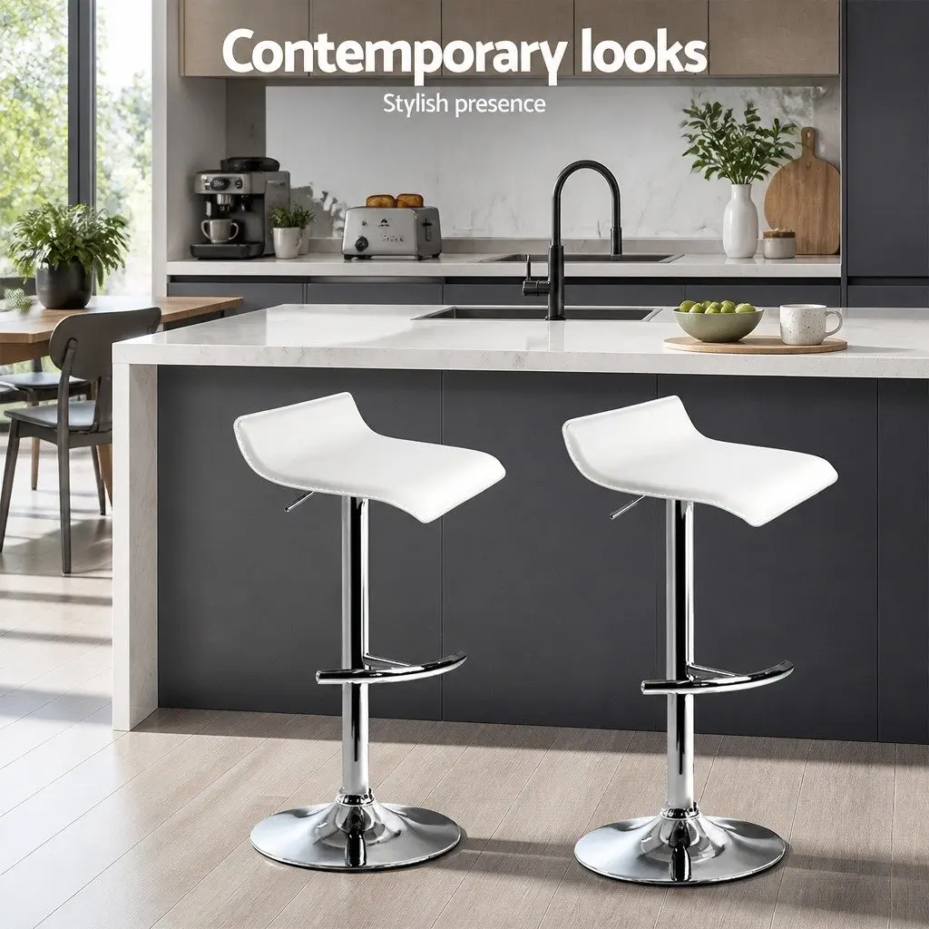 Bar Stools Set of 4 Adjustable Gas Lift Swivel Chairs White