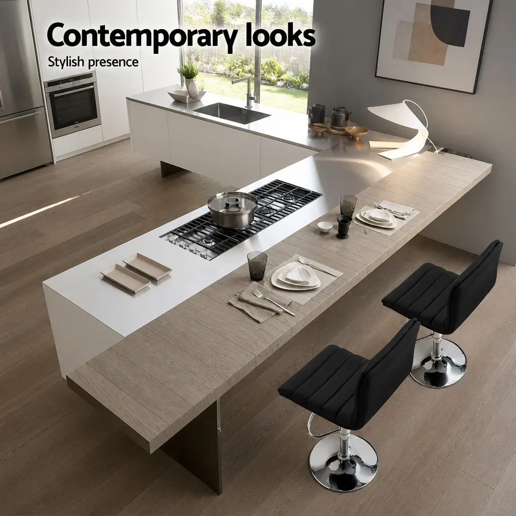 Bar Stools Padded Faux Leather Black 66-79 cm Height Adjustable Gas Lift Swivel